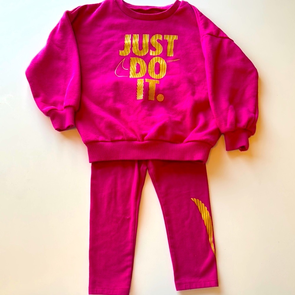 Nike Pink 'Just Do It' Sweatshirt and Leggings Set